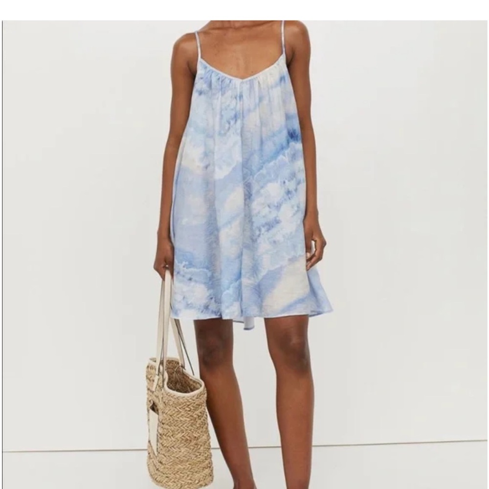 H&M Blue watercolor flowy dress